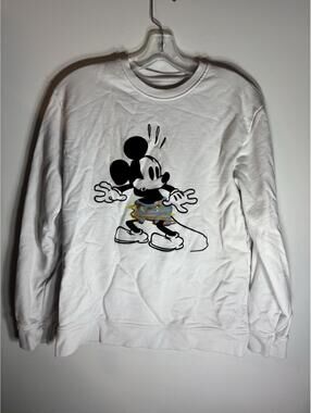 Zara x Disney Mickey Mouse Mens White crewneck sweater Medium M